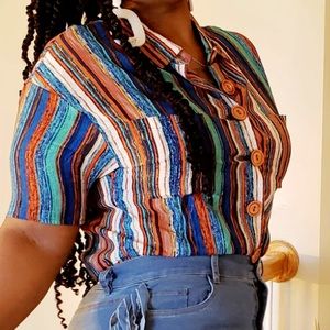 Vintage striped sequin Button Down